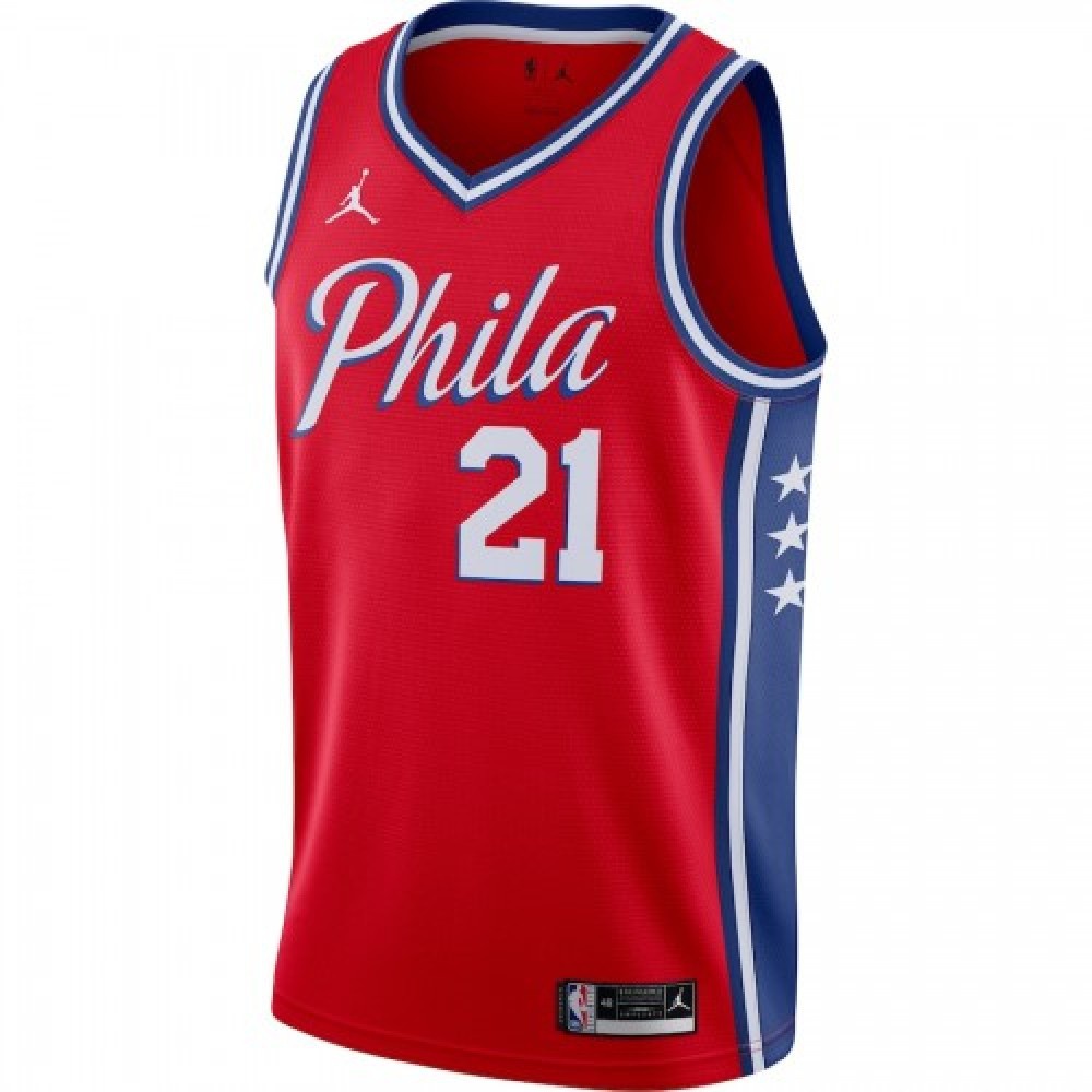 Men's Philadelphia 76ers Joel Embiid #21 Jordan Red 2021 Swingman Jersey - Statement Edition-Pro Kit Vault | Brand New 26/27 Sports Jerseys